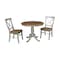 International Concepts Round 36 in Rd Extension Dining Table, 2 X-back Chairs, Hickory/Stone, 36 W, 48 L, 29.3 in H, Wood K41-36RXT-C613-2 - alternate 1